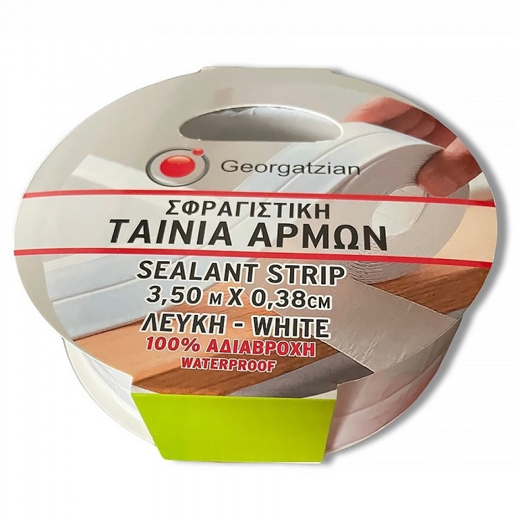 ΣΦΡΑΓΙΣΤΙΚΗ ΤΑΙΝΙΑ ΑΡΜΩΝ - SEALANT STRIP 3,50M X 3,8 CM ΛΕΥΚΗ 100% ΑΔΙΑΒΡΟΧΗ FRANS